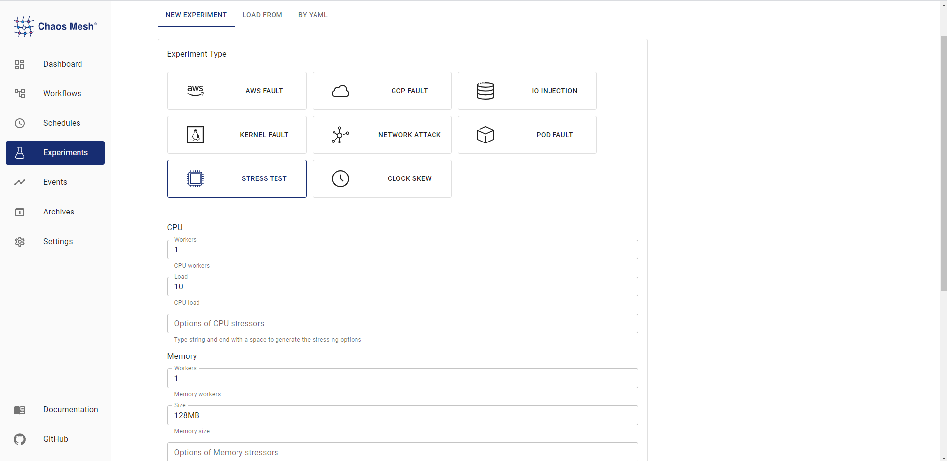 Chaos Dashboard 中的 StressChaos